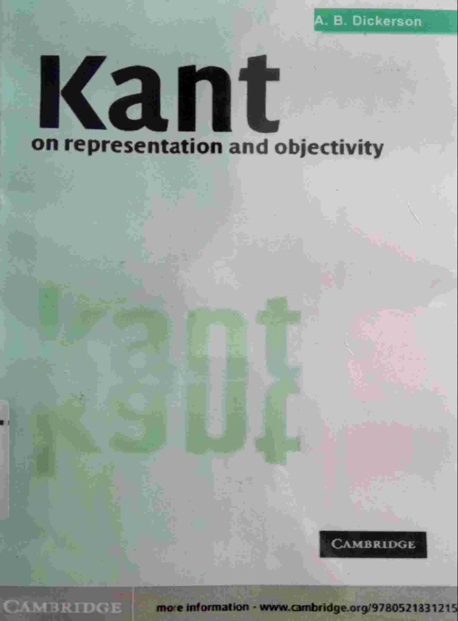 KANT ON REPRESENTATION AND OBJECTIVITY