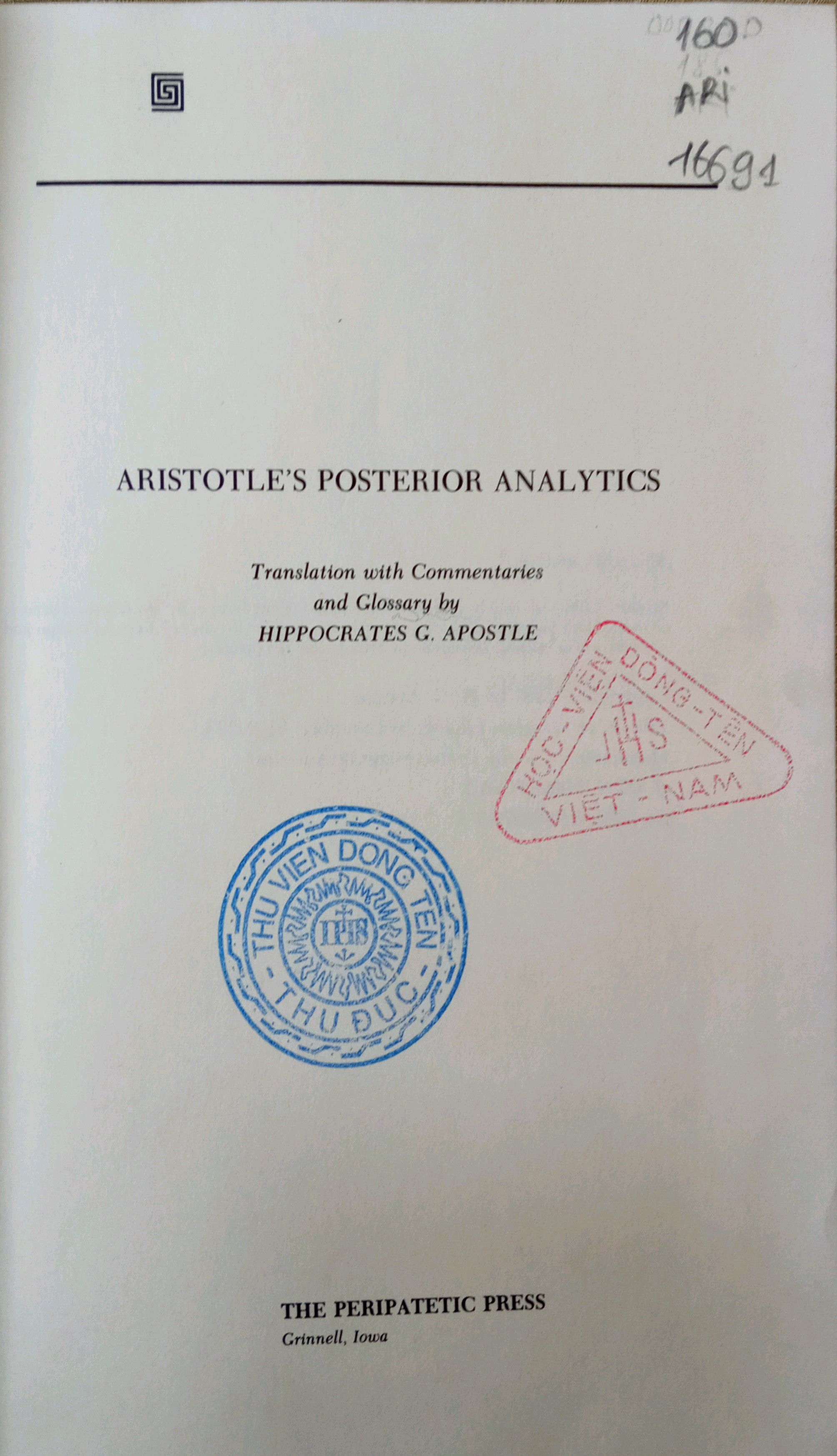 ARISTOTLE's POSTERIOR ANALYTICS