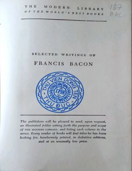 SELECTED WRITINGS OF FRANCIS BACON