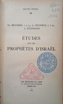 ÉTUDES SUR LES PROPHÈTES D'israel