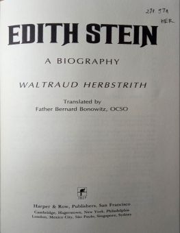 EDITH STEIN: A BIOGRAPHY