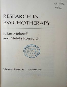 RESEARCH IN PSYCHOTHERAPY